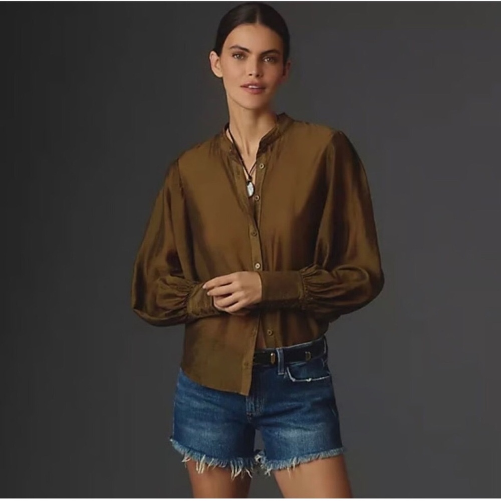 Olive Green Women's Button-Down Blouse